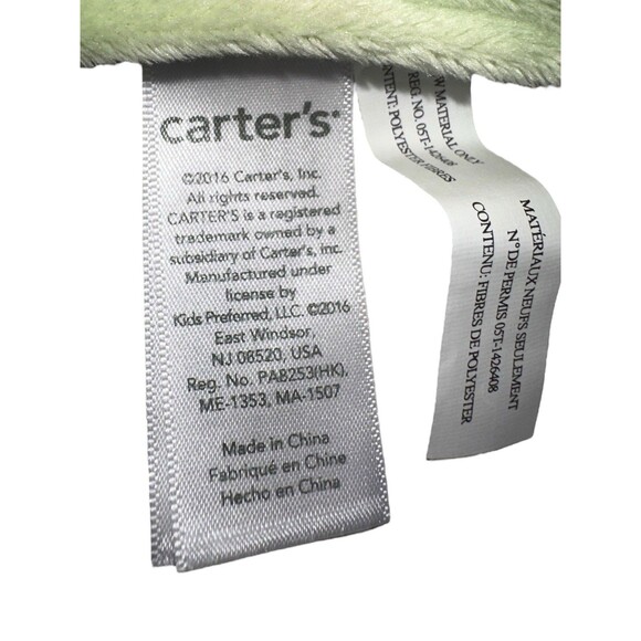 Carters Baby Elephant Lovey Security Blanket Green Blue Plush Comfort Toy - Picture 8 of 15